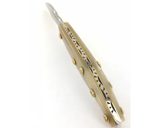 Agenais 12 cm - Corne Blonde - Guilloché - rosettes apparentes
