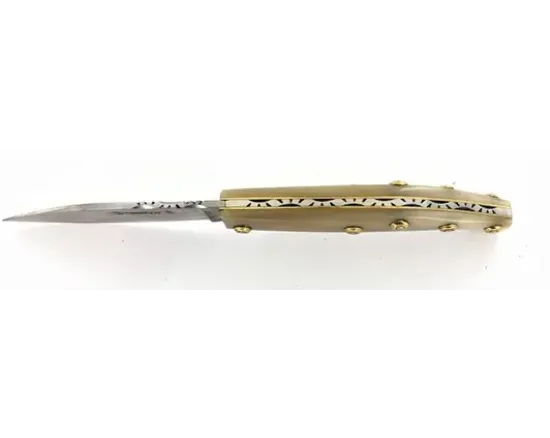 Agenais 12 cm - Corne Blonde - Guilloché - rosettes apparentes