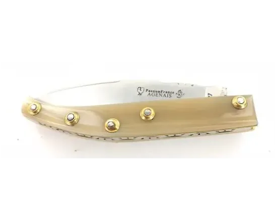 Agenais 12 cm - Corne Blonde - Guilloché - rosettes apparentes