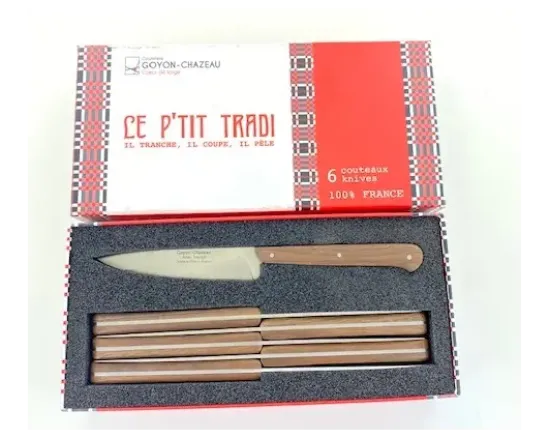 Coffret de 6 couteaux Le P'tit Tradi manche Noyer