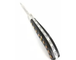 Couteau Basque Yatagan 12 cm - Ebène - Guilloché - rosettes apparentes