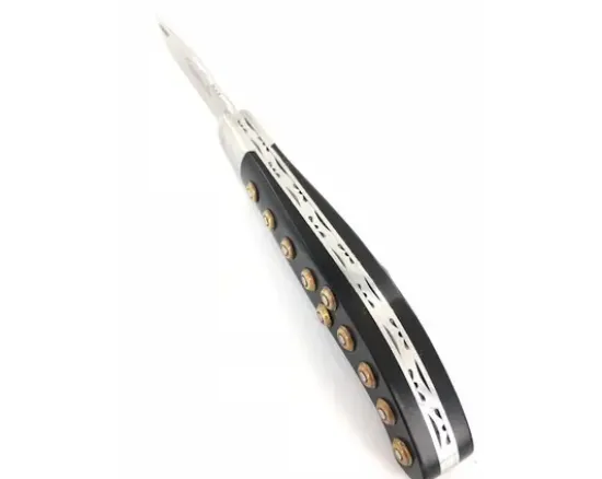 Couteau Basque Yatagan 12 cm - Ebène - Guilloché - rosettes apparentes