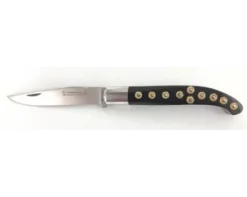 Couteau Basque Yatagan 12 cm - Ebène - Guilloché - rosettes apparentes
