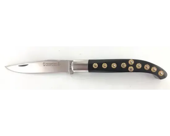 Couteau Basque Yatagan 12 cm - Ebène - Guilloché - rosettes apparentes
