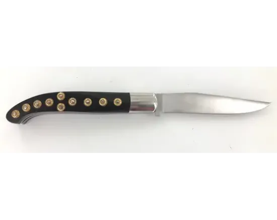 Couteau Basque Yatagan 12 cm - Ebène - Guilloché - rosettes apparentes
