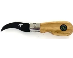 Couteau Champignon Pliant Chêne avec boussole - lame noire