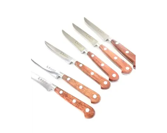 6 couteaux Steak droit droits 11 cm - Bois naturel palissandre - Ref. 435