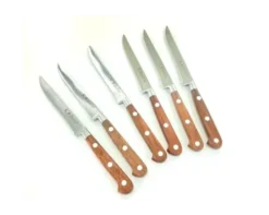 6 couteaux Steak droit droits 11 cm - Bois naturel palissandre - Ref. 435