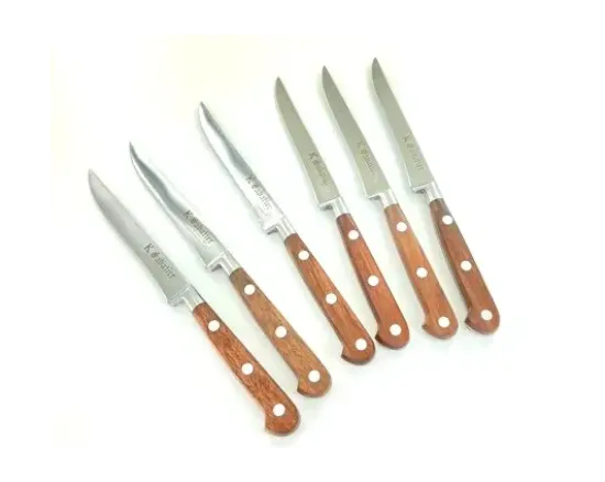 6 couteaux Steak droit droits 11 cm - Bois naturel palissandre - Ref. 435