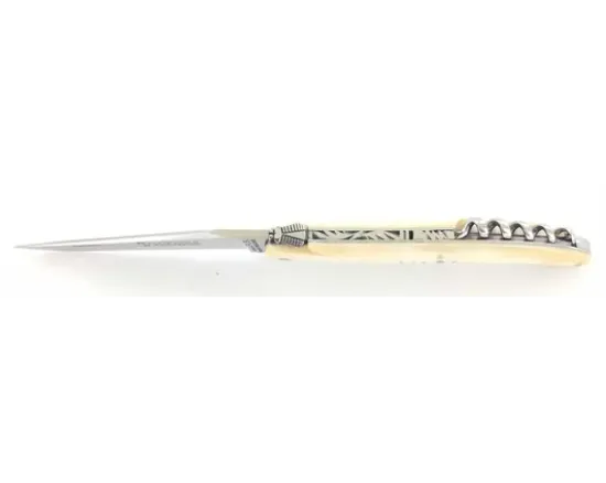 Design Beillonnet MOF - Laguiole 11 cm - Tire-bouchon - Os de chameau - Guilloché