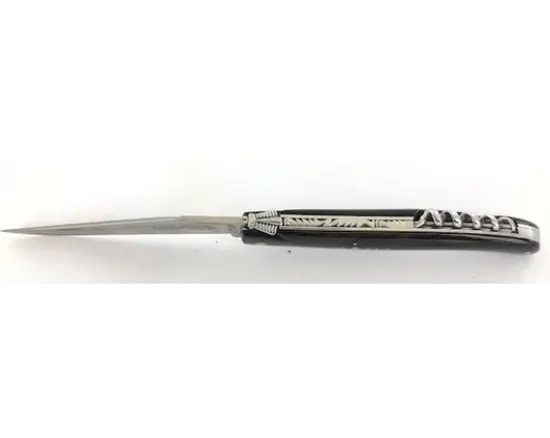 Design Beillonnet MOF - Laguiole 12 cm - Tire-bouchon - Corne de Buffle - Guilloché