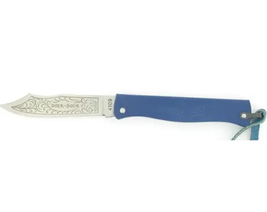 Douk Douk 160 Inox - Manche Acier couleur BLEU - GAINE CUIR