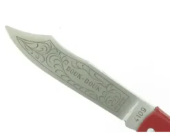 Douk Douk 160 Inox - Manche Acier couleur ROUGE - GAINE CUIR