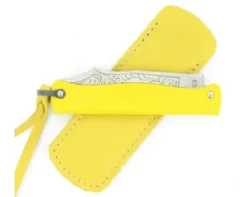 Douk Douk 160 Inox - Manche Acier couleur JAUNE - GAINE CUIR