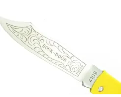 Douk Douk 160 Inox - Manche Acier couleur JAUNE - GAINE CUIR