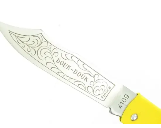 Douk Douk 160 Inox - Manche Acier couleur JAUNE - GAINE CUIR