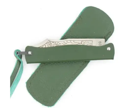 Douk Douk 160 Inox - Manche Acier couleur VERT - GAINE CUIR