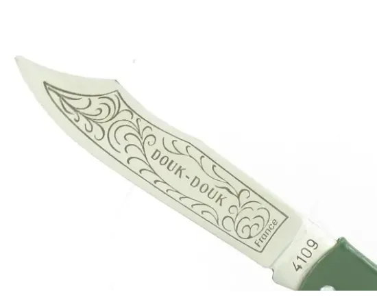 Douk Douk 160 Inox - Manche Acier couleur VERT - GAINE CUIR