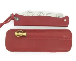 Douk Douk 200 Inox - Manche Acier Couleur ROUGE - GAINE CUIR