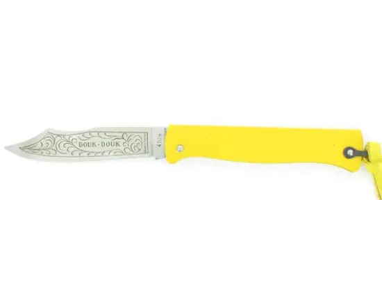 Douk Douk 200 Inox - Manche Acier Couleur JAUNE - GAINE CUIR