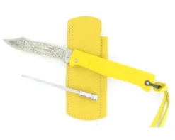 Douk Douk 200 Inox - Manche Acier Couleur JAUNE - GAINE CUIR