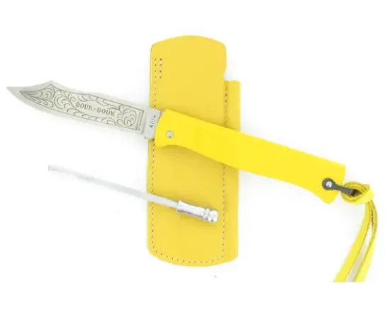 Douk Douk 200 Inox - Manche Acier Couleur JAUNE - GAINE CUIR