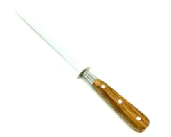 Fusil Rond 20 cm - Embase Forgée - Manche Olivier - Rivets Aluminium