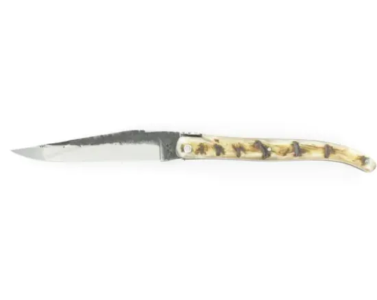 Laguiole 12 cm Croûte de Bélier - Plein Manche - Lame Brute de Forge