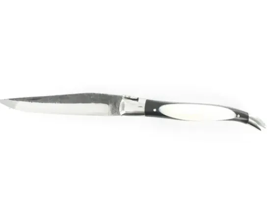 Laguiole 12 cm Dodu - Ebène & Ivoire - Lame Brute de Forge - 2 mitres