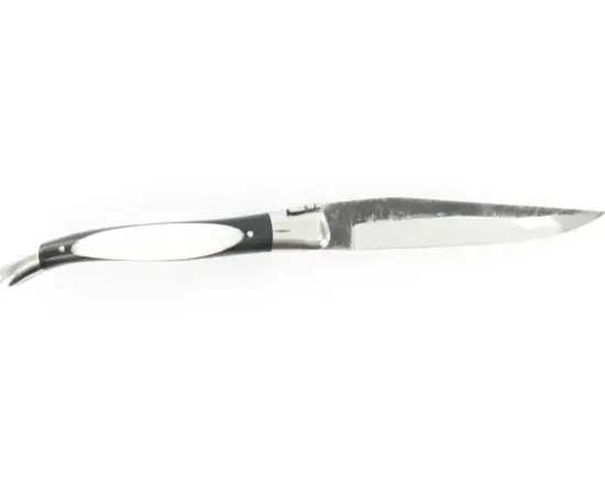 Laguiole 12 cm Dodu - Ebène & Ivoire - Lame Brute de Forge - 2 mitres