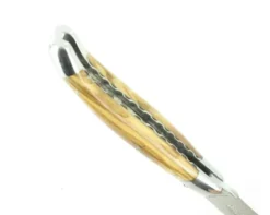 Laguiole 12 cm Loupe d'Olivier - Platines Guillochées - 2 mitres