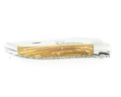 Laguiole 12 cm Loupe d'Olivier - Platines Guillochées - 2 mitres
