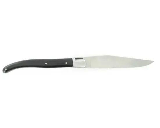 Laguiole 12 cm - Manche Blanc et Noir - Ressort guilloché - 1 mitre