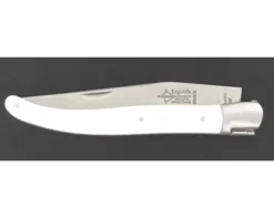 Laguiole 12 cm - Manche Blanc et Noir - Ressort guilloché - 1 mitre