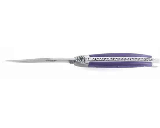 Laguiole 9 cm - 2 mitres - Tissu Compressé Violet