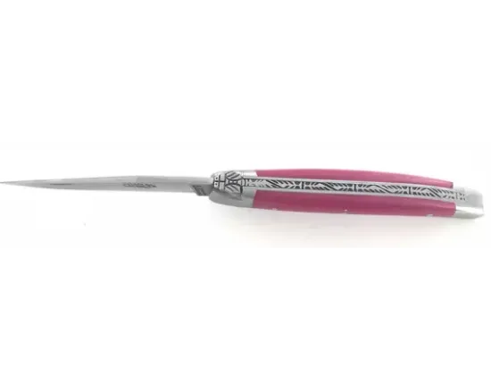 Laguiole 9 cm - 2 mitres - Tissu Compressé Rose