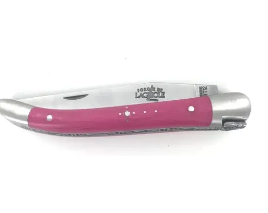 Laguiole 9 cm - 2 mitres - Tissu Compressé Rose