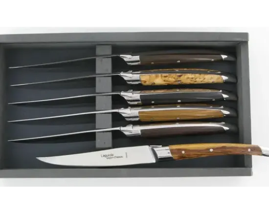 Laguiole moderne 6 Bois Différents - coffret de 6 pièces