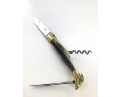 Laguiole Tradition 12 cm - 2 mitres Laiton - 3 pièces - Ponte de Corne - Acier T12