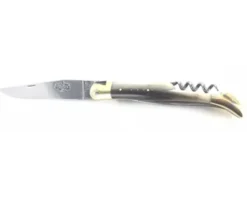 Laguiole Tradition 12 cm - 2 mitres Laiton - 3 pièces - Ponte de Corne - Acier Carbone