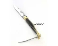 Laguiole Tradition 12 cm - 2 mitres Laiton - 3 pièces - Ponte de Corne - Acier Carbone
