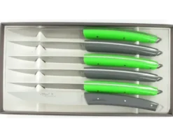 "Lame du Bougnat" - Le Thiers Table - coffret de 6 pièces - Manche Vert et Gris