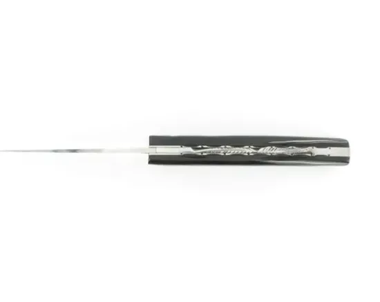 Le Thiers® - Plein Manche Buffle Brut - Ressort, Platine et lame ciselés - Lame vieillie