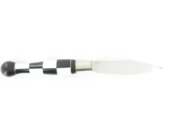 Nontron Virole n° 25 - Boule Damier - Manche Ebène et Corian Blanc, insert Aluminium