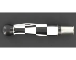 Nontron Virole n° 25 - Boule Damier - Manche Ebène et Corian Blanc, insert Aluminium