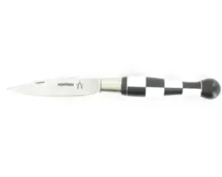 Nontron Virole n° 25 - Boule Damier - Manche Ebène et Corian Blanc, insert Aluminium
